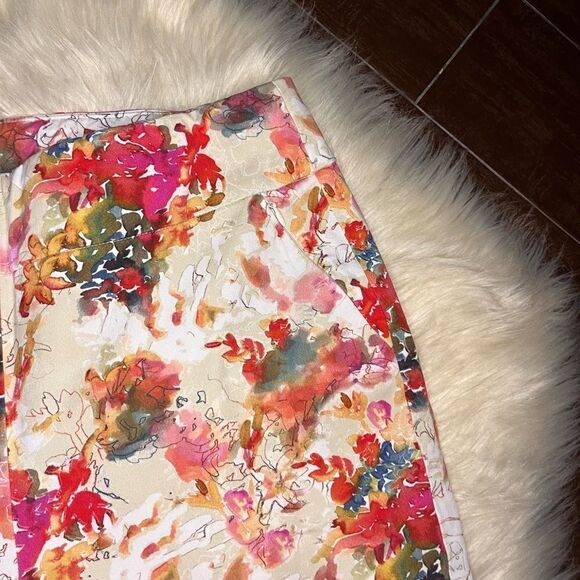 Soft Surroundings floral cropped ankle pants sz large - Picture 2 of 8